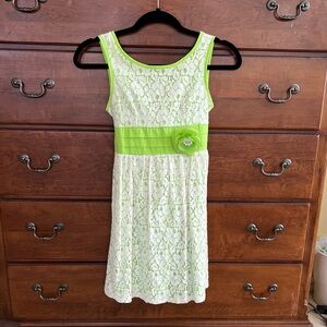 Lime Green Lace Kids Dress